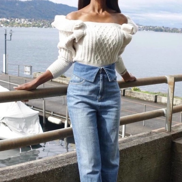 H&M Flounced Cable-Knit Sweater in Light Taupe - Picture 8 of 10